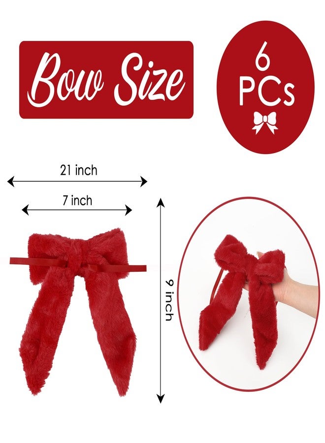 AIMUDI Decorative Bows for Christmas Tree, Gift Wrapping & Holiday Home Decor, Red Finished Decorative Bows, Soft Fabric, Reusable, 6-Pack - Image 3